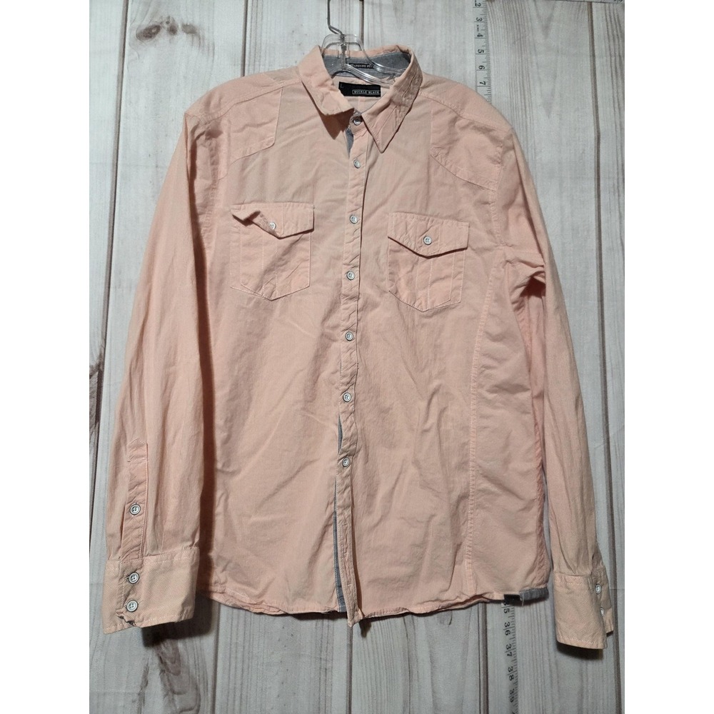 Buckle Black Mens Large‎ Orange Micro Stripe Button Down Shirt BB090FPW Standard